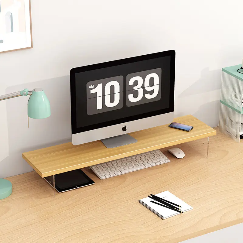 Acrylic Wood Board Computer Riser Office Desktop