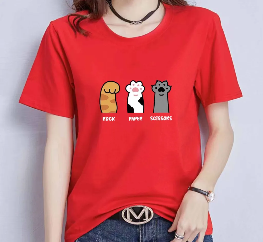 Loose Short Sleeve Casual T-shirt Plus Size Unisex Wear - Red