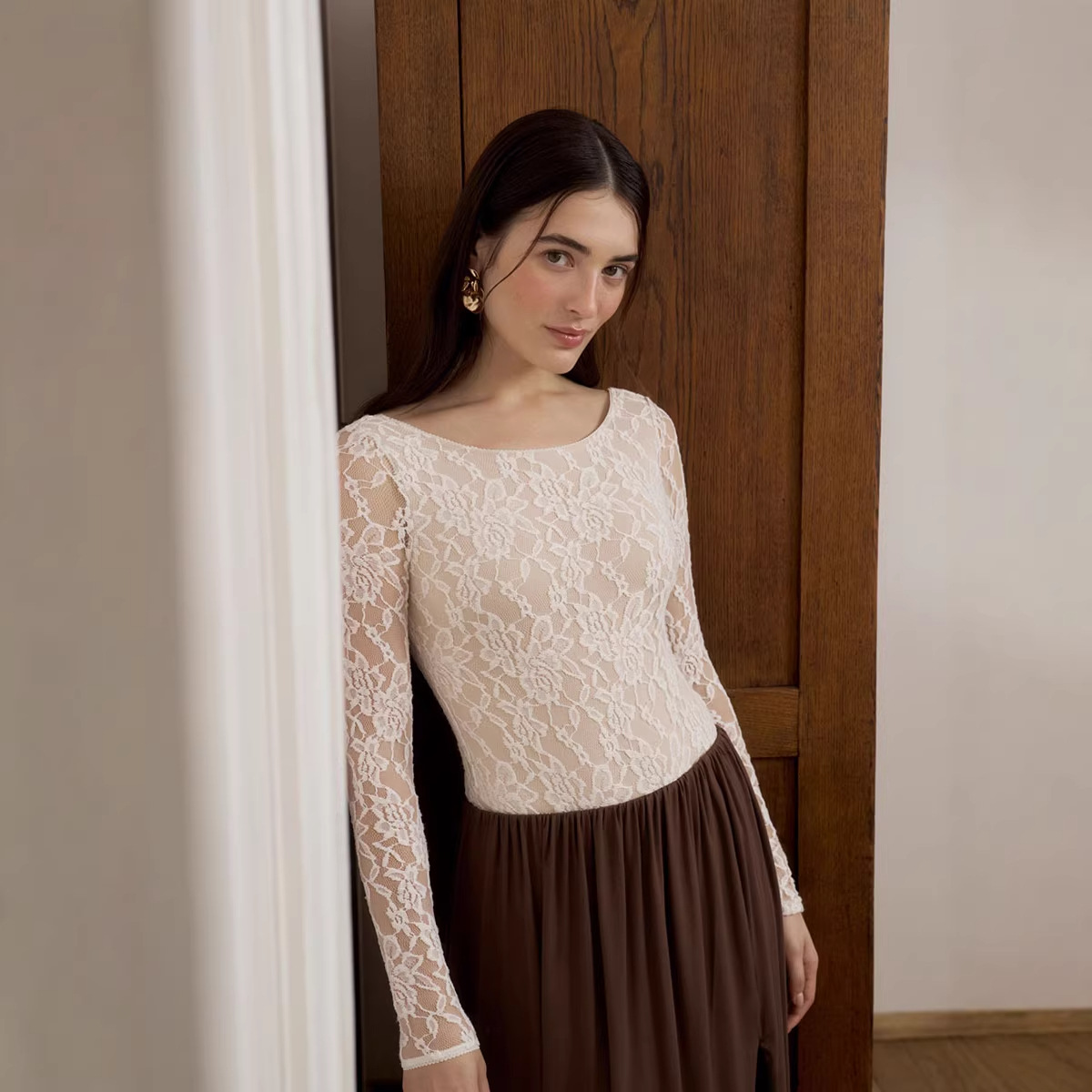 Women's Spring Summer Long-sleeve Lace Top