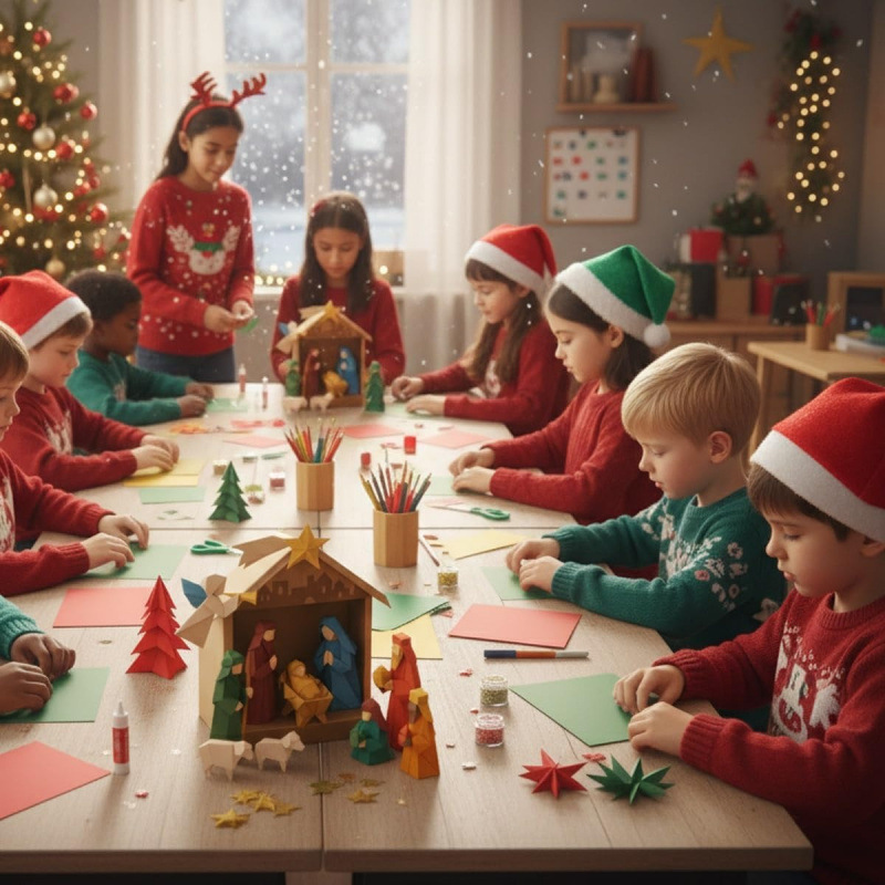 DIY Origami Set For Christmas Scene Decorations