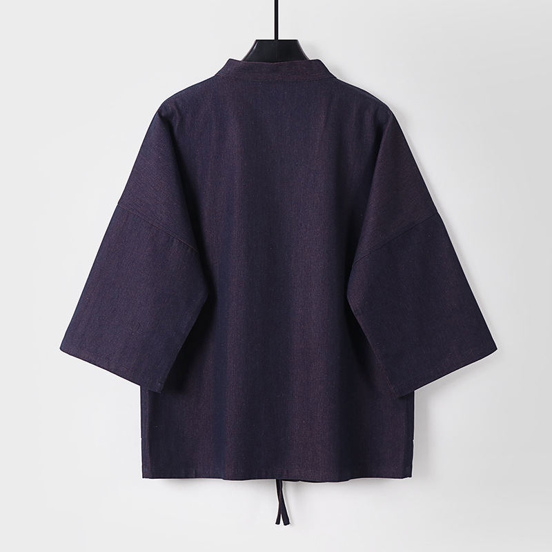 Retro Loose-fit Mens Three-quarter-sleeve Top