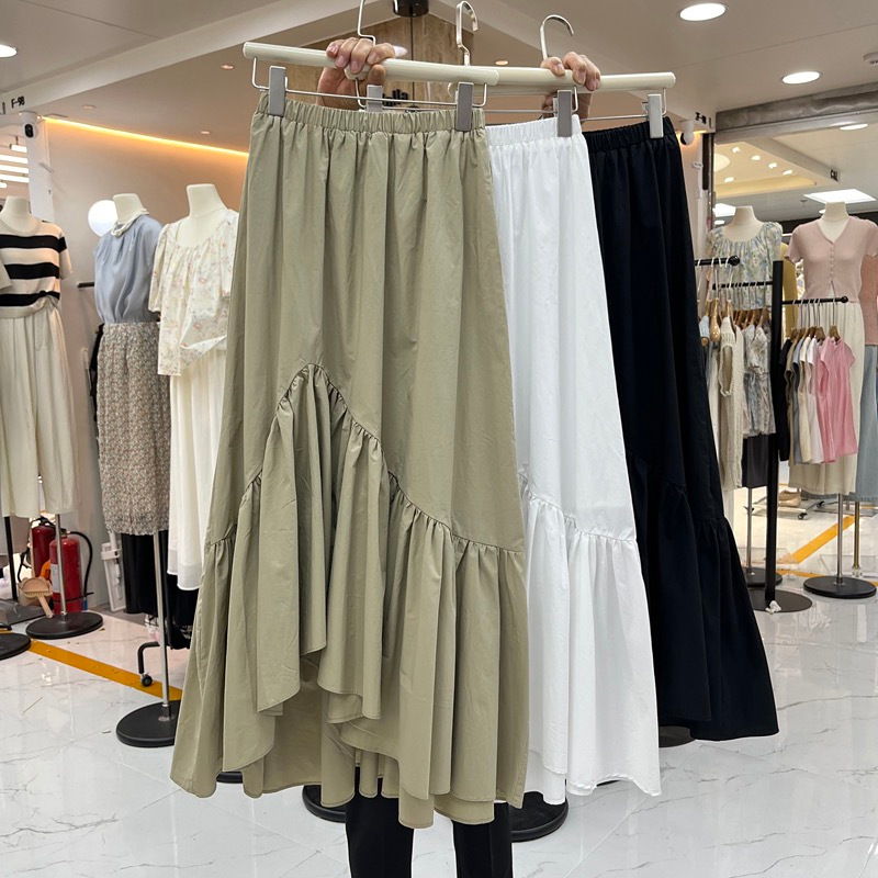 Ruffled Asymmetrical Skirt Womens Korean Style