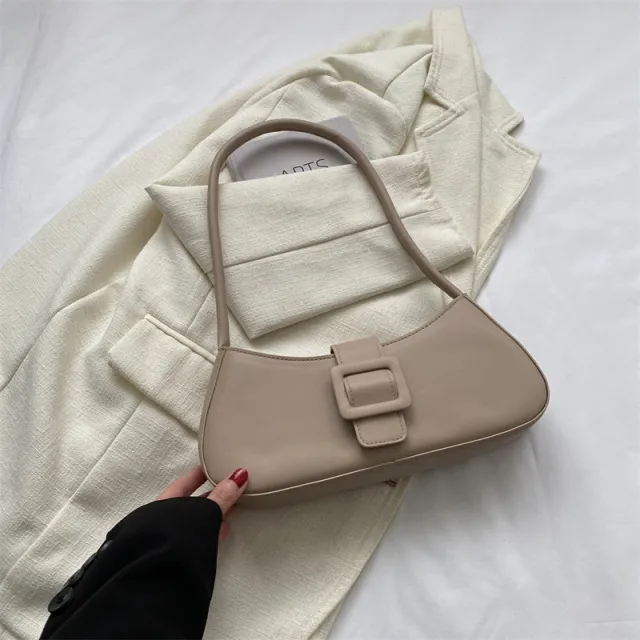 Western Style Shoulder Texture Crossbody Underarm Small Square Bag Khaki - Shop at LoveMi