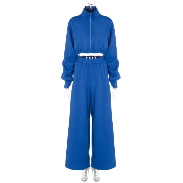 Women's Fashion Cardigan Long Sleeve Top Suit Blue - Shop at LoveMi