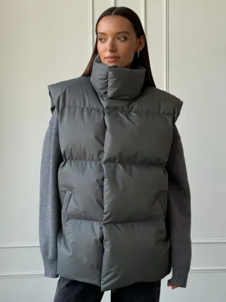 Cotton Vest Coat European And American Autumn And Winter - Dark Gray