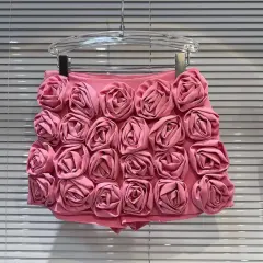 Women's Three-dimensional Flower Decoration Skirt - Pink - View 1