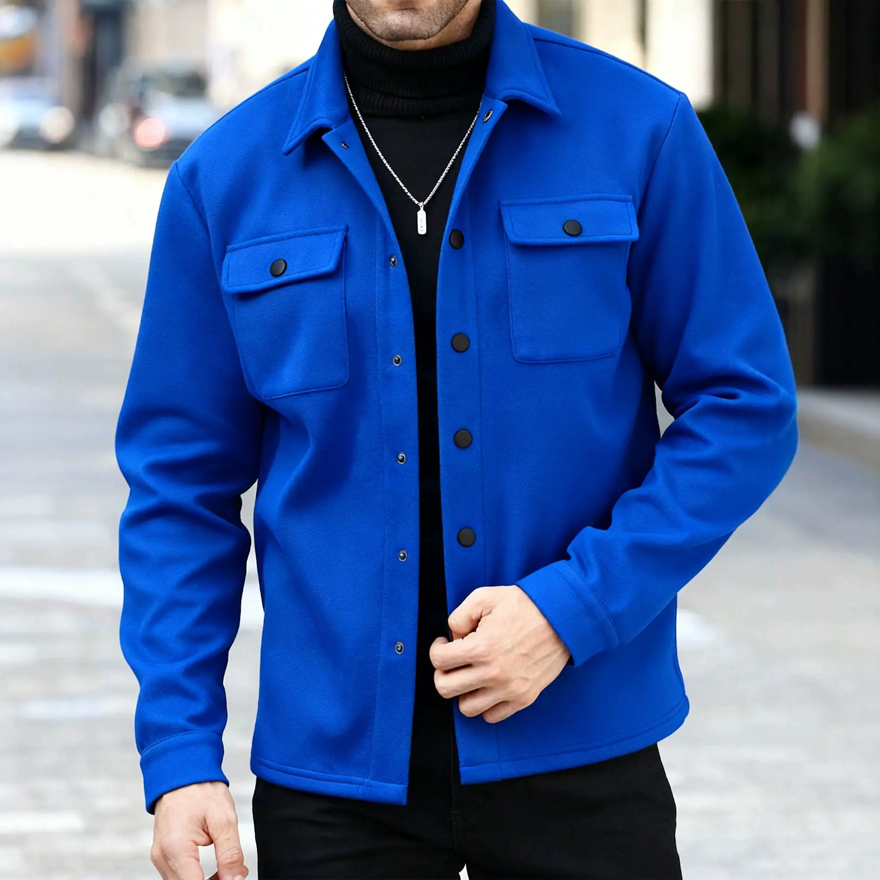 Mens Casual Stylish Fleece-lined Jacket Cardigan