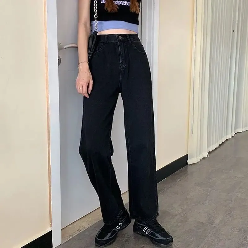 Slightly Flared Jeans Women's Street Slim Fit - Black And Gray