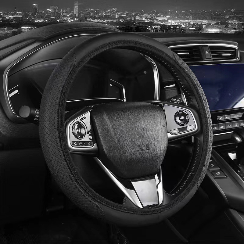Car Steering Wheel Cover Fiber Leather Double Circle
