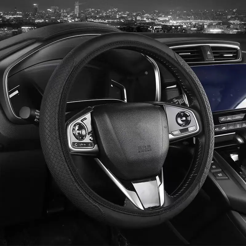 Car Steering Wheel Cover Fiber Leather Double