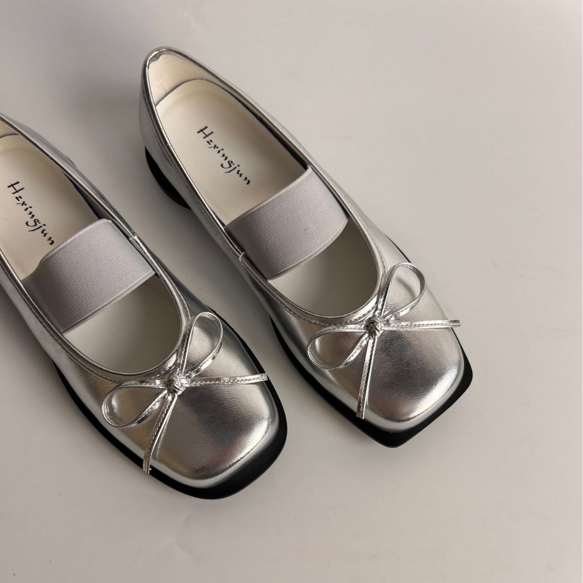 Womens Bow-Knot Genuine Leather Ballet Flats With Thick Soles