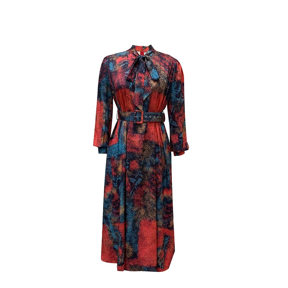 Long Sleeve Skirt High Waist Print Plus Size Banquet Dress