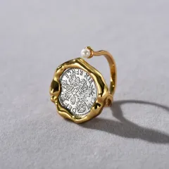 Special Interest Light Luxury Retro Lucky Coin Unique Ring - Gold - View 1