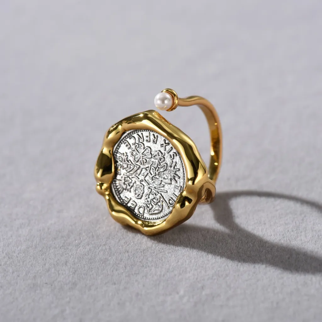 Special Interest Light Luxury Retro Lucky Coin Unique Ring - Gold
