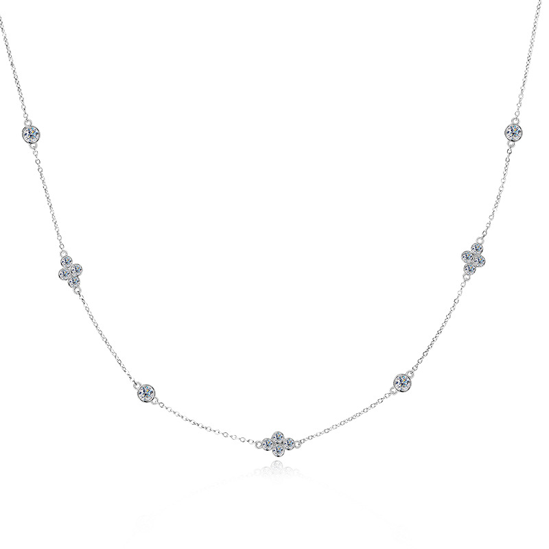 Sterling Silver Moissanite Affordable Luxury Fashion Elegant High-grade All-match Clavicle Chain
