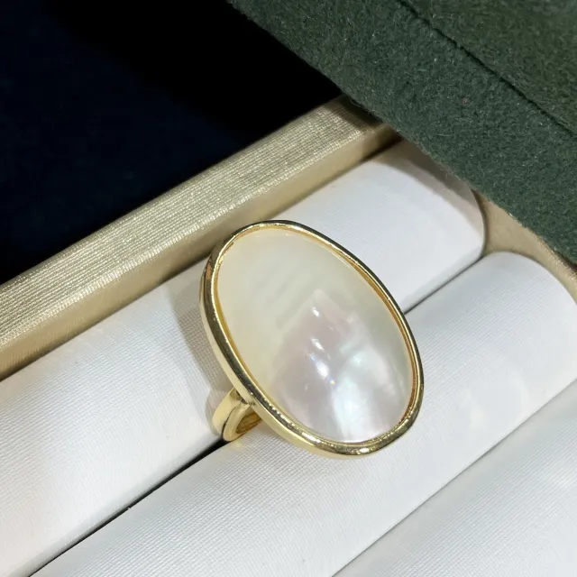 Blue white Freshwater Starry Sky Blue Mabe Pearl Ring White - Shop at LoveMi