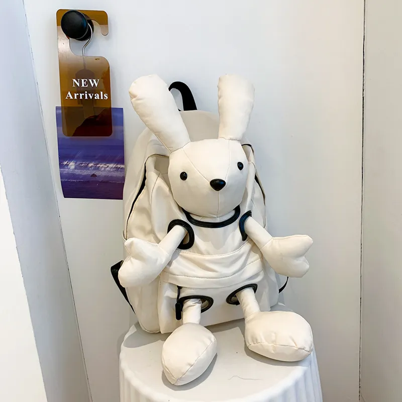 Doll Women's Backpack Trendy Cool Rabbit Travel Backpack - Cream