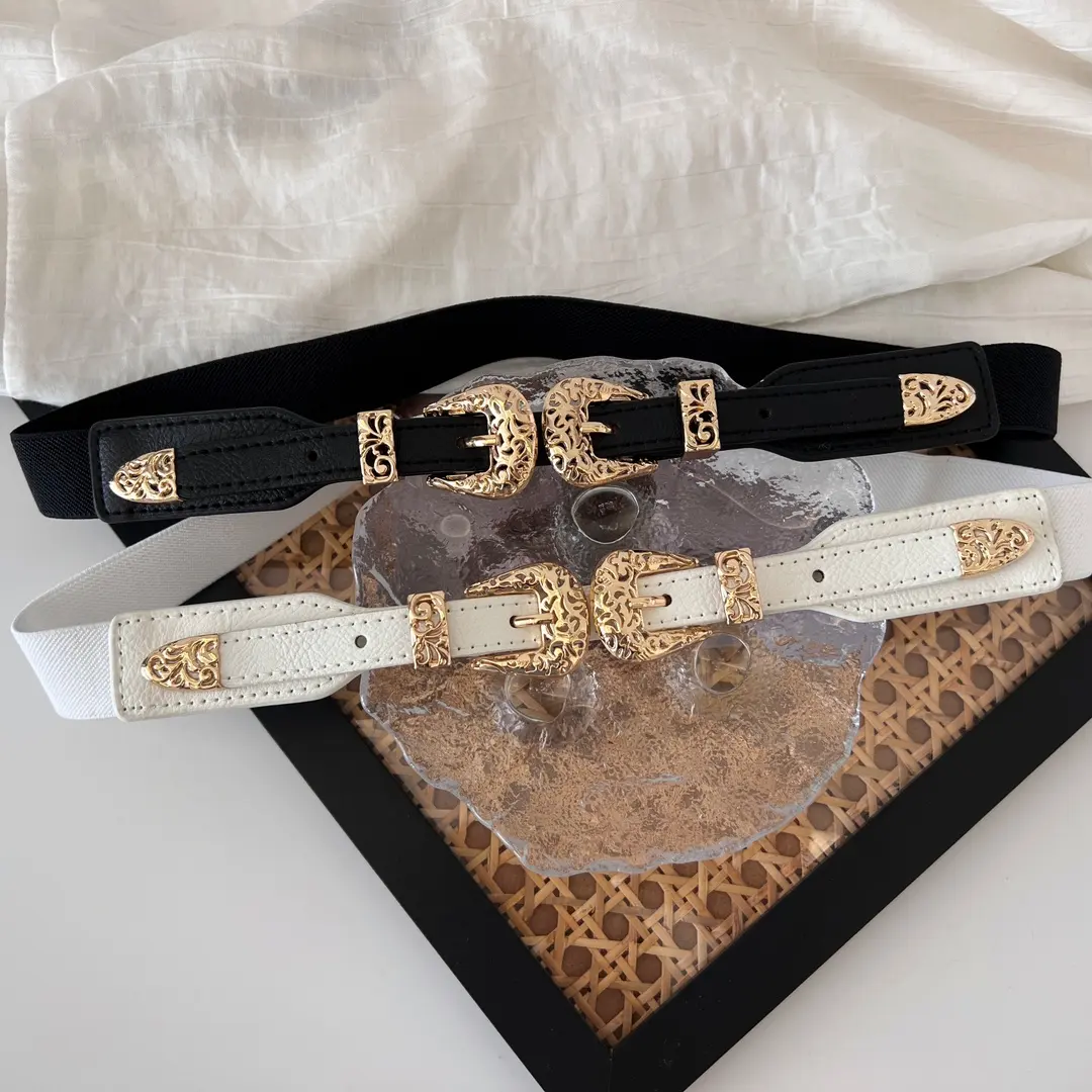 Black Elastic Slim Waist Belt Women's Versatile