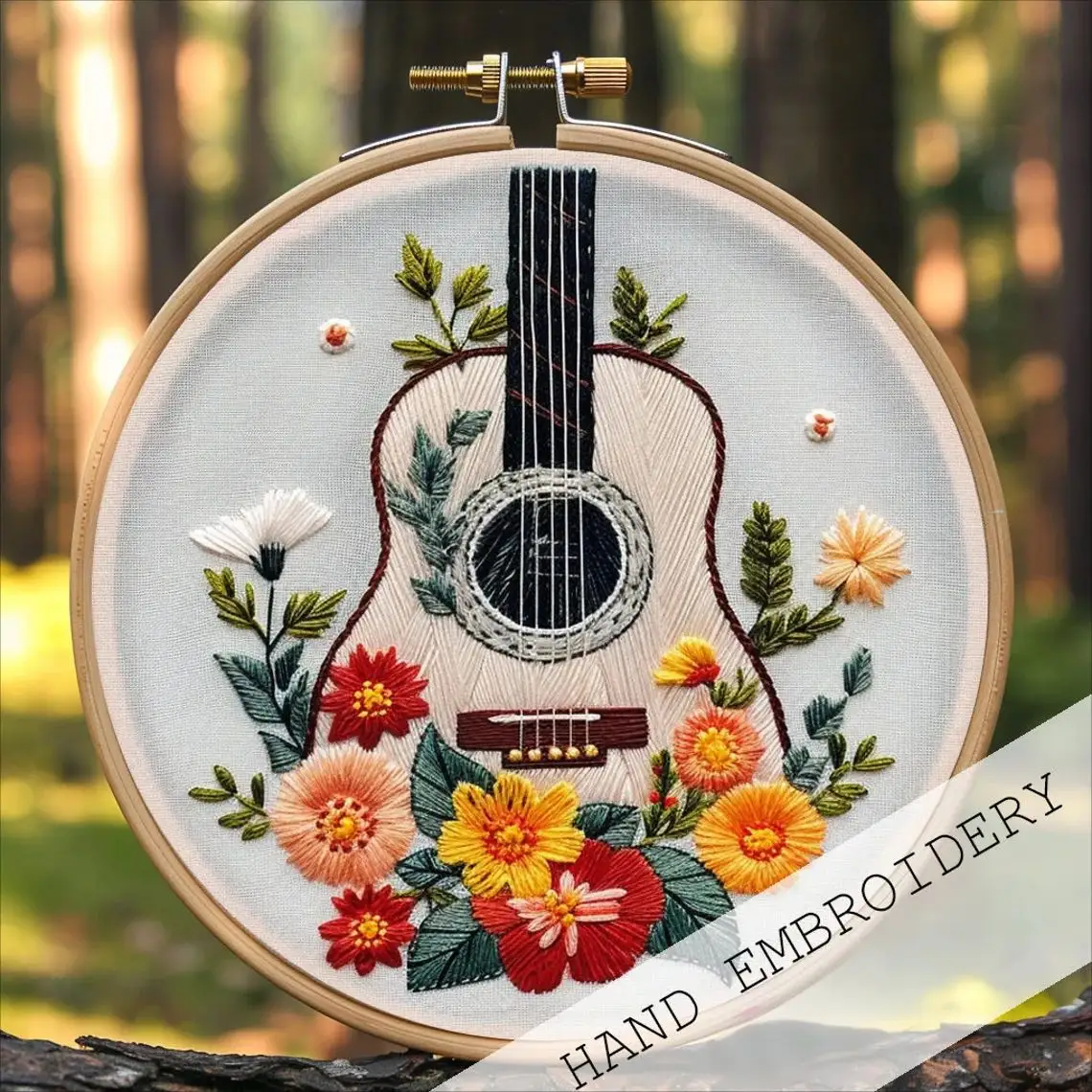 Guitar Flower Embroidery Material Package