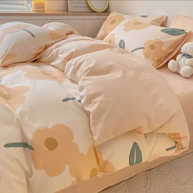 Washed Cotton Four piece Bedding Set Spring Warm Sun - Shop at LoveMi