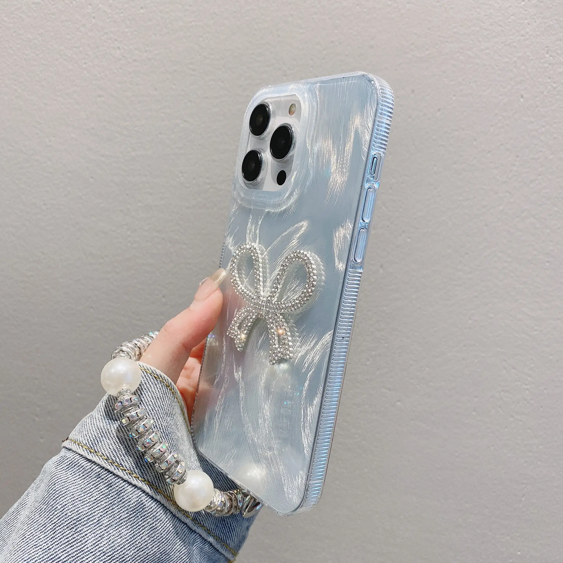 Luxury Feather Yarn Bow Knot Chain Phone Case