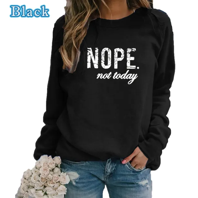 European And American Letter Printing Capless Round Neck Sweaters Women's Clothing Black 2 - Shop at LoveMi