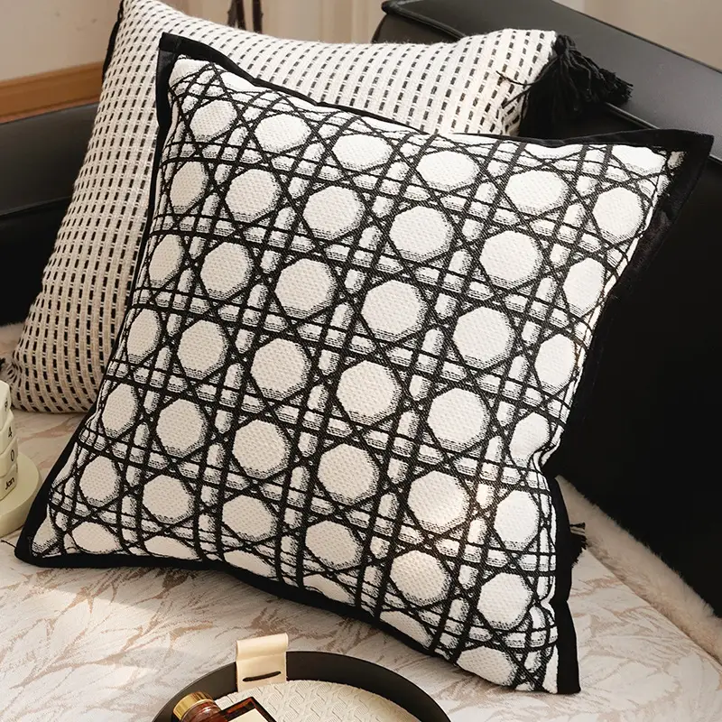 Mid-Century French-Style Brown Living Room Sofa Pillow Cover