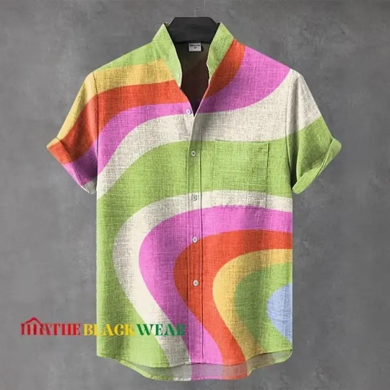 Mens Casual Short-sleeve Polo Shirt Turn-down Collar