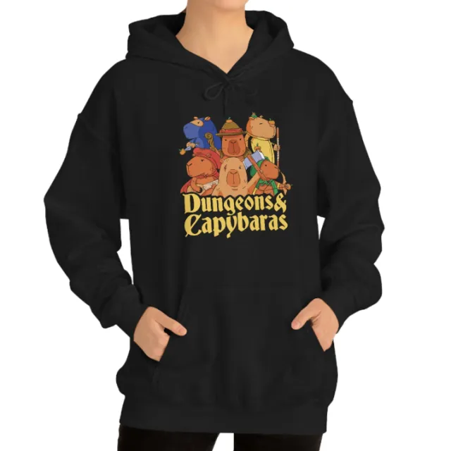 Capybara Fantasy Printed European And American Plus Velvet Hooded Sweater Black - Shop at LoveMi