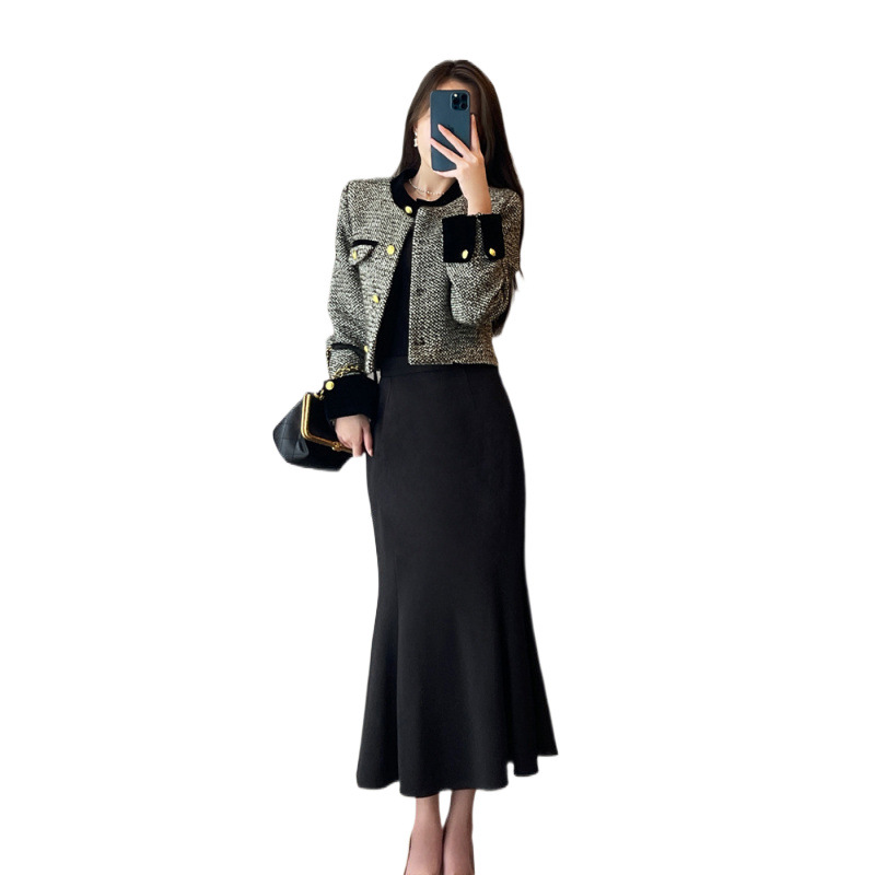 Women's French Style Temperament Socialite Jacket Slim Fit Dress And Coat