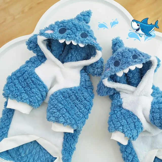Shark Cute Plush Thickened Pet Dog Cat Clothes Sea Blue - Shop at LoveMi