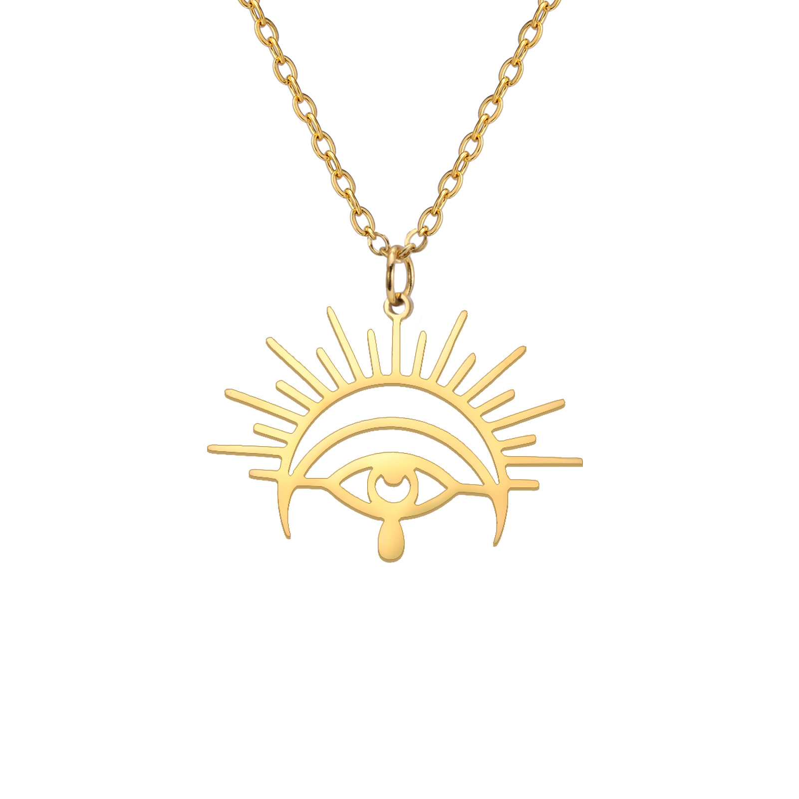 Cut Titanium Steel Hollow Radiation Eye Fashion All-match Women's Stainless Steel Necklace