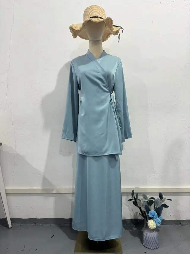 Satin Lace up Top & Waist slimming Long Dress Suit - Shop at LoveMi