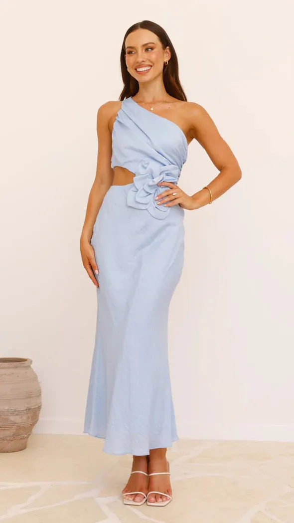 Women's Fashion Pure Color Tube top Dress Blue - Shop at LoveMi