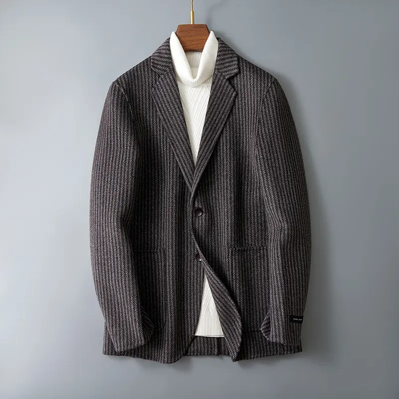 Men's Double-sided Wool Jacket Striped Suit
