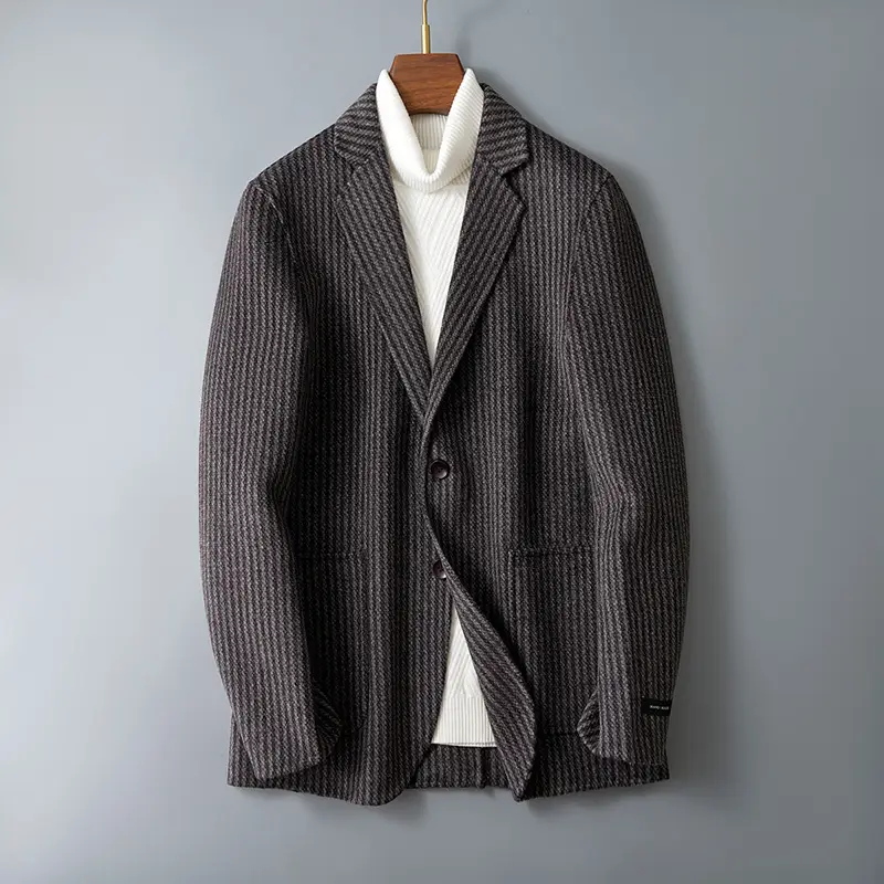 Men's Double-sided Wool Jacket Striped Suit Jacket