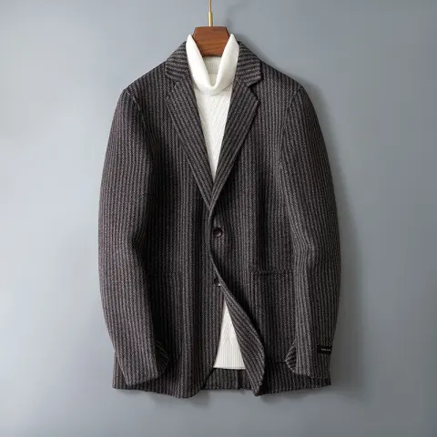 Men's Double-sided Wool Jacket Striped Suit