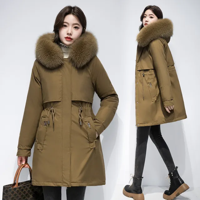 Women's Coat Winter Cotton padded Jacket Brown - Shop at LoveMi