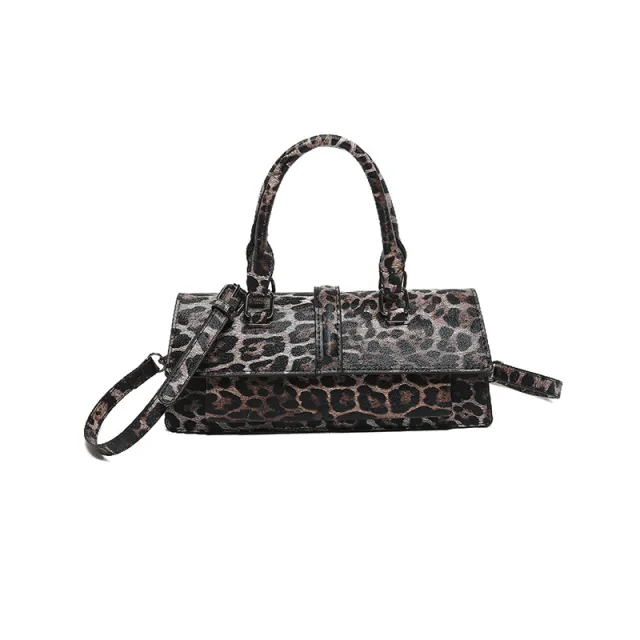 Textured Handbag Personality Leopard print Shoulder Retro Messenger Bag Red - Shop at LoveMi