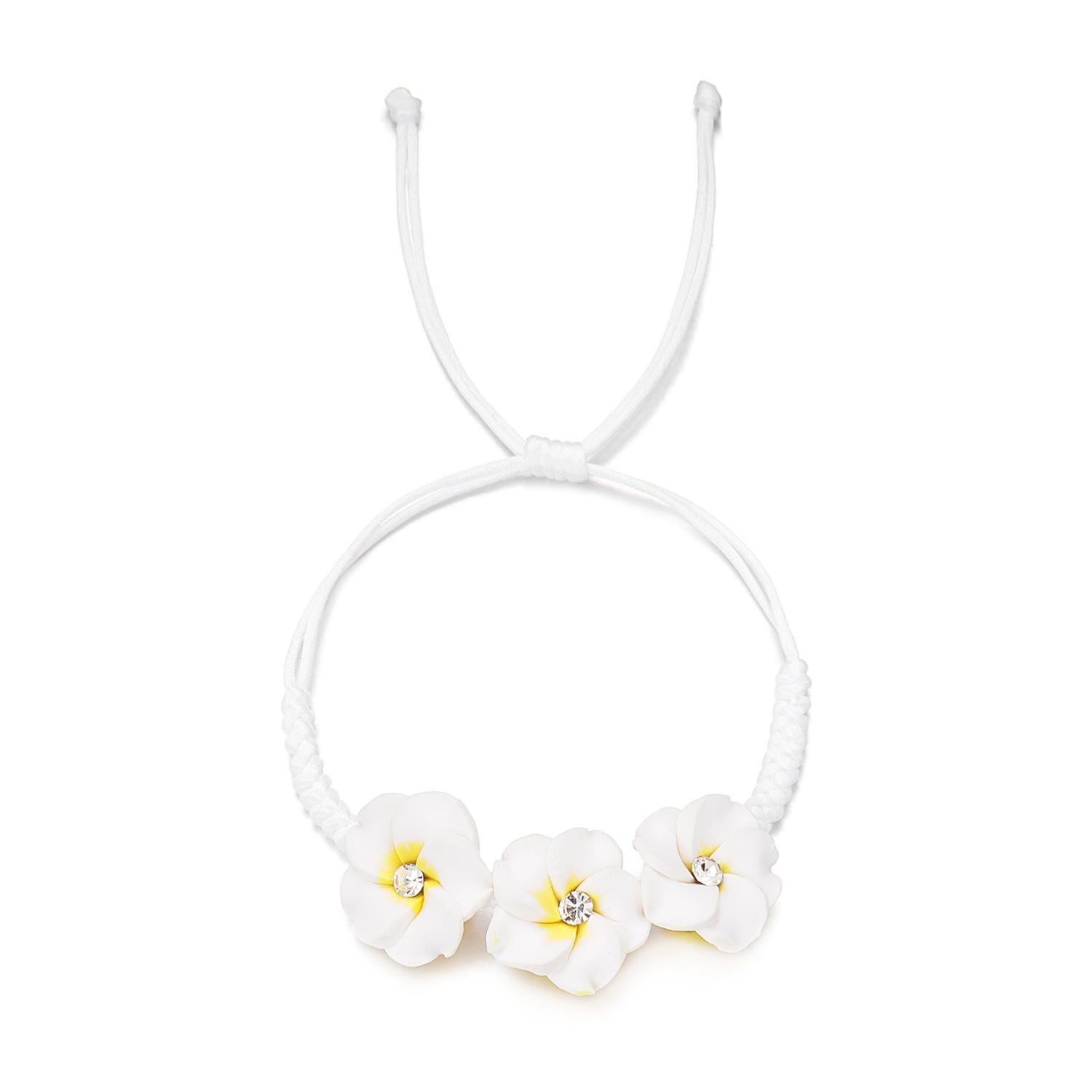 Colorful Polymer Clay Cute Frangipani Seed Bead Bracelet