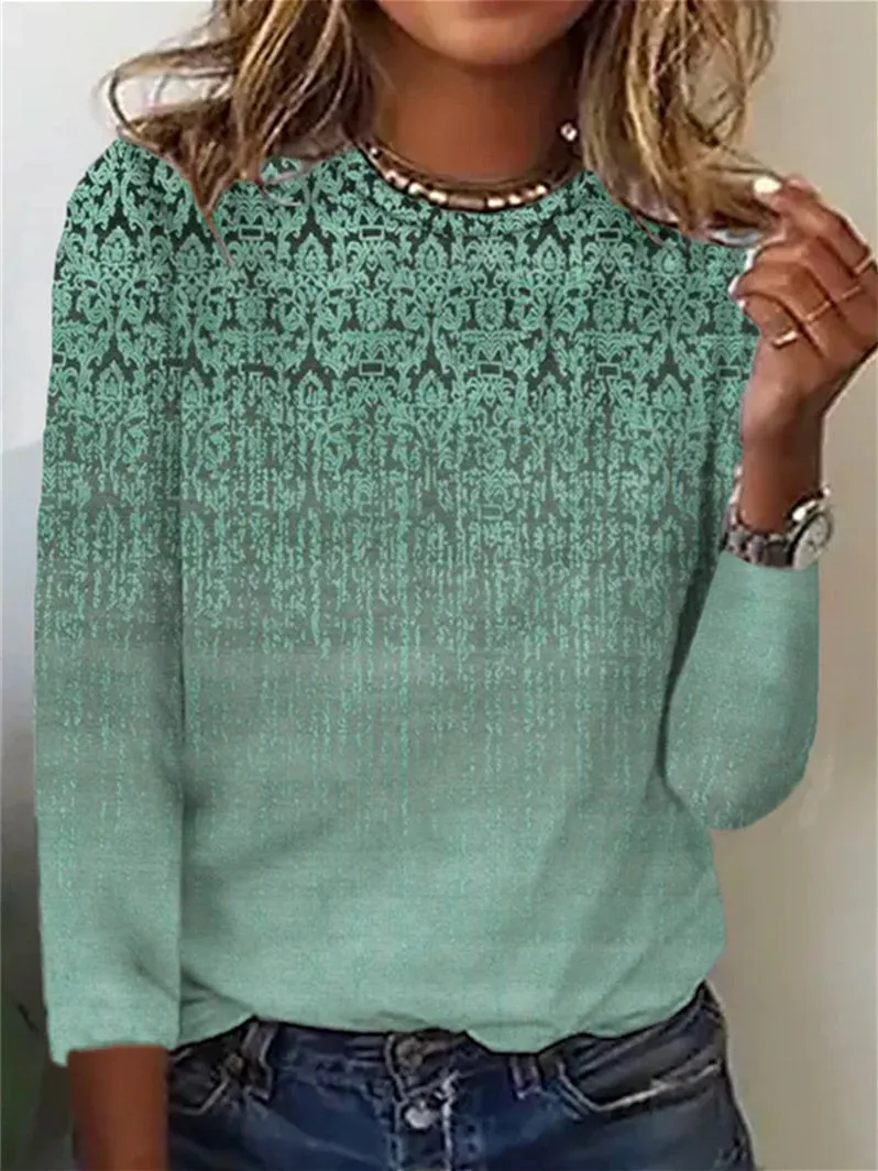Fashion Comfortable Sports Round Neck Long Sleeve Casual Loose Top - 7149775897-M
