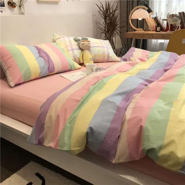 Washed Cotton Four piece Bedding Set Rainbow Bridge - Shop at LoveMi
