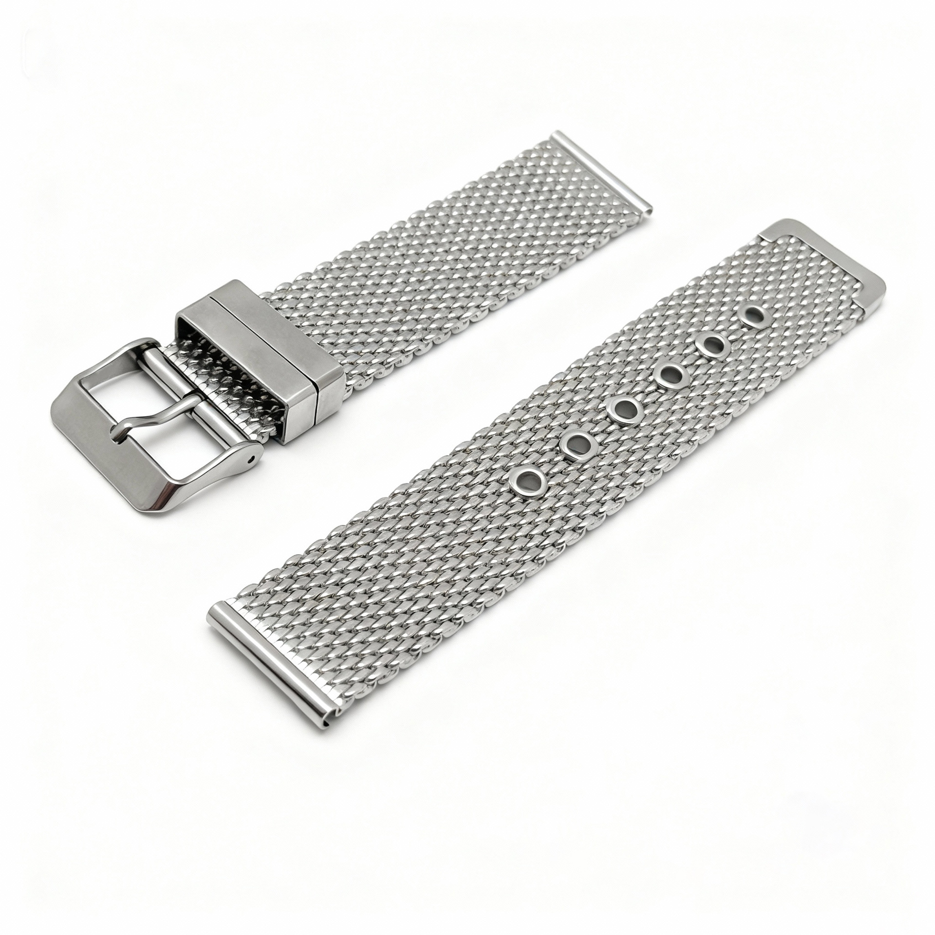 Pin-buckle Stainless Steel Braided Mesh Watch Strap