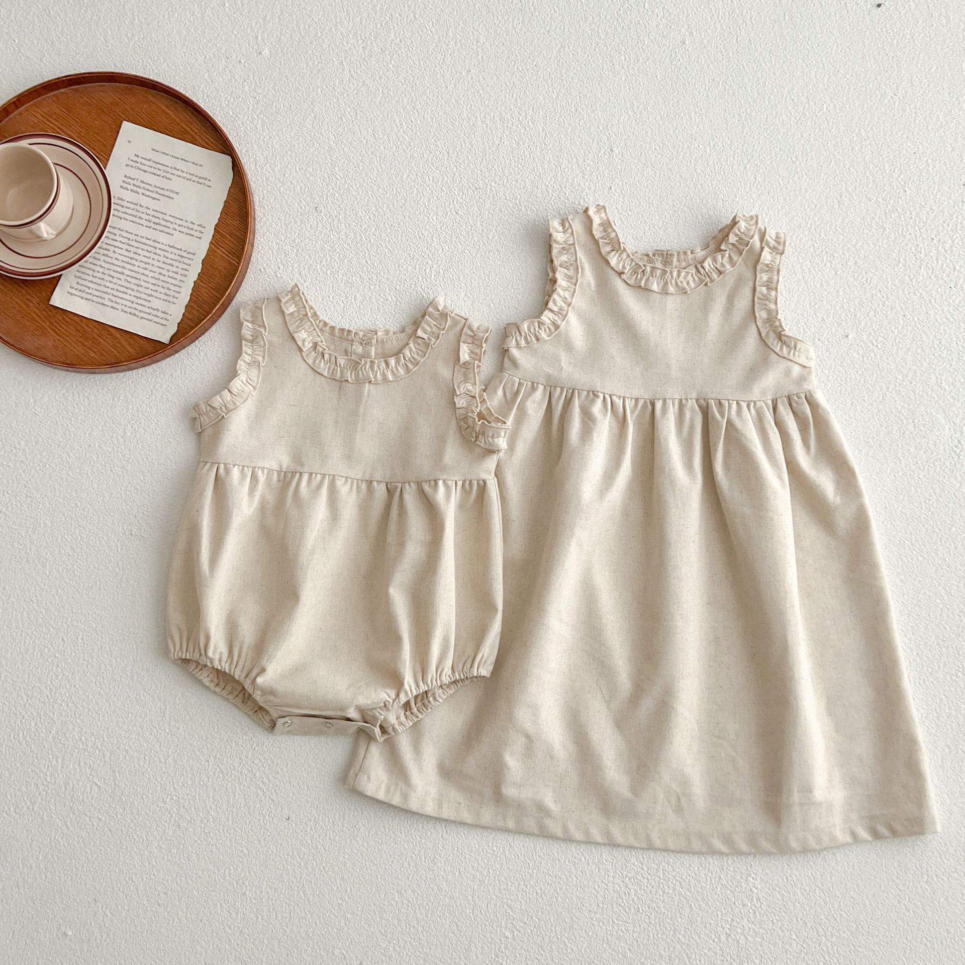 Baby Girl Vest Romper Tree Fungus-like Lacework Mori Style Princess Dress