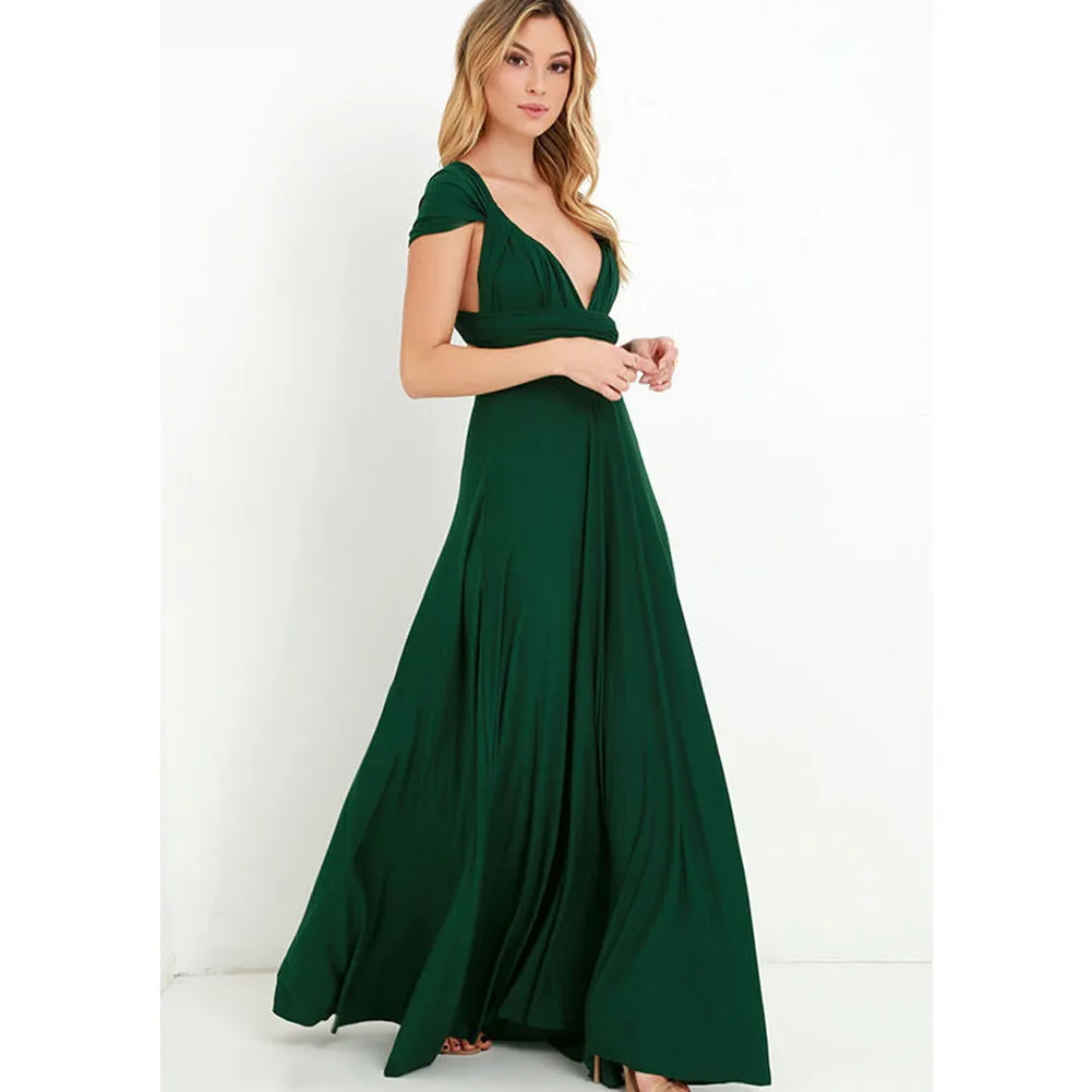 Multiple Wear-rope Cross Backless Sexy Bandage One-piece Dress - Green