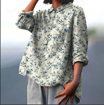 Bamboo Linen Printed Fashion Polo Collar Shirt Xl24053 Hyh53 3Xl - Shop at LoveMi