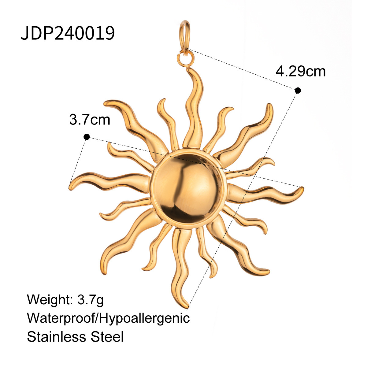 18K Gold Stainless Steel Three-dimensional Solar Oil Pressure Parts Ornament Oversized Accessories