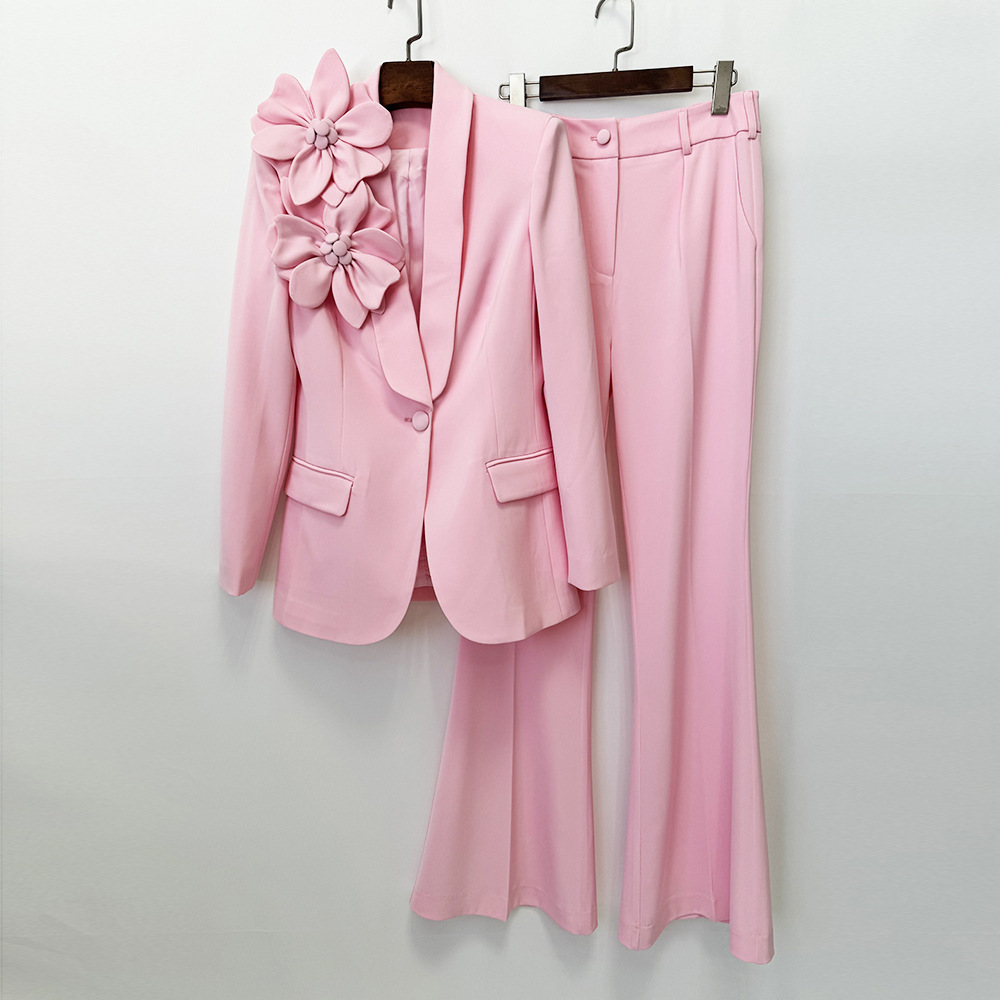 Women's Solid Color Flower Loose Suit Set 5