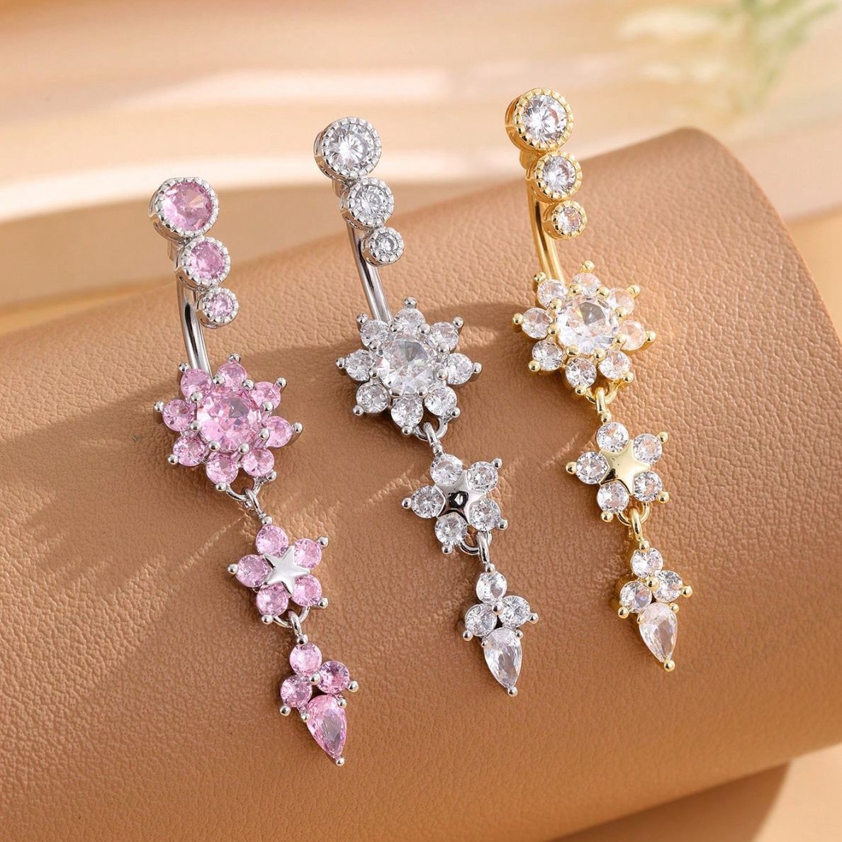 Round Zircon Navel Piercing Jewelry For Body Piercing