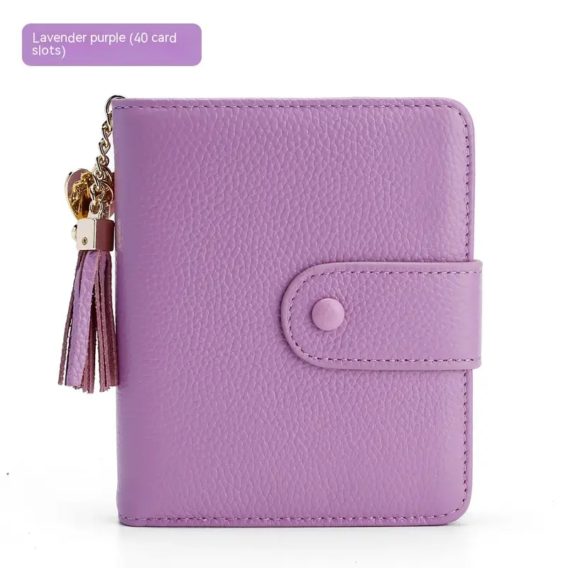 Korean Style Large Capacity Tassel Snap Solid Color Multiple Card Slots Driving License Protective Cover